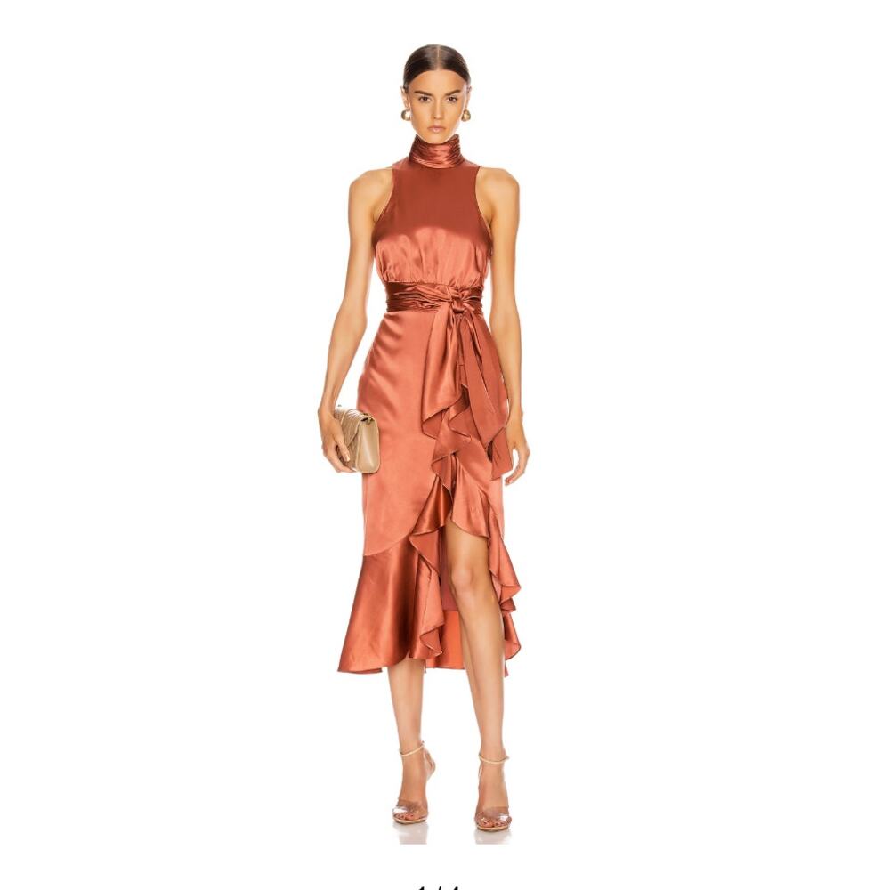 Cinq à Sept Winona Silk Halter Neck Midi Dress in Rosewood Size 10 NWT